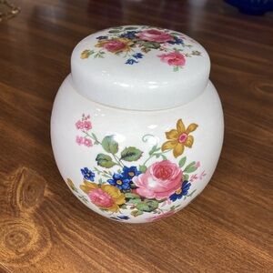 SADLER England glass flowered Ginger jar container